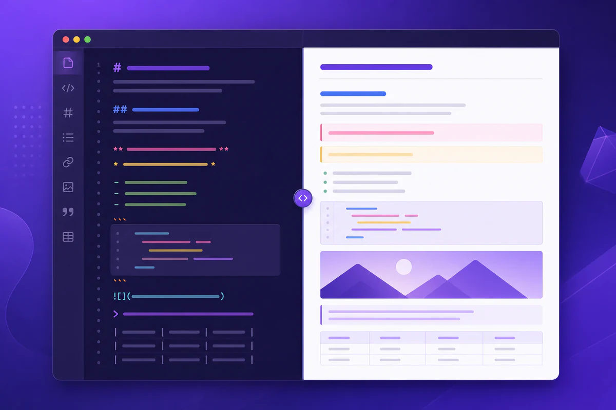 Markdown live preview with side-by-side editing and rendering
